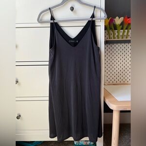 Aritzia Talulah Dark Gray Spaghetti Strap V Neck Loose Swing Dress small